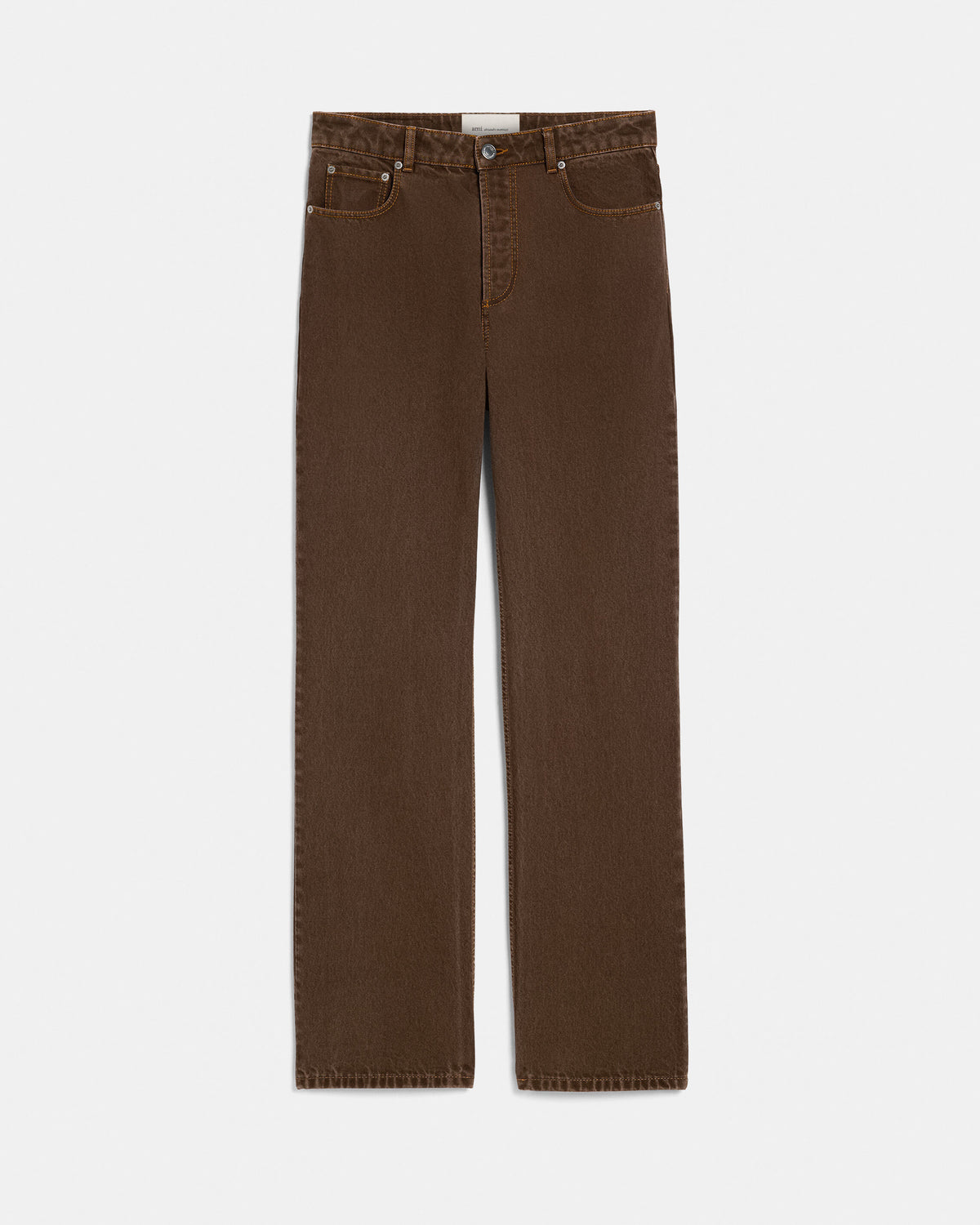 Jean marron coupe large en coton - 1