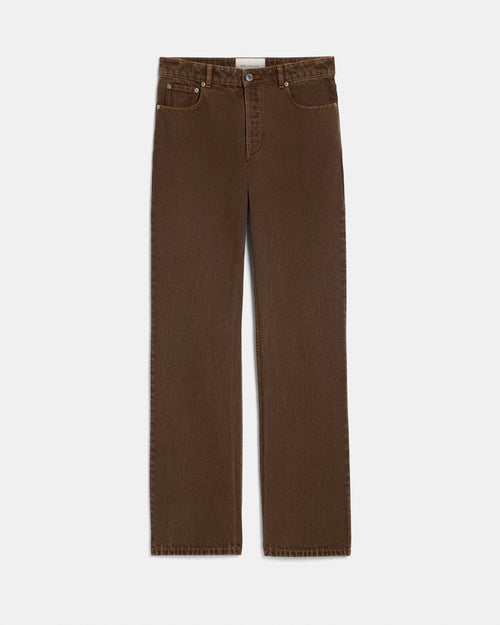 Jean marron coupe large en coton - 1 - Ami Paris