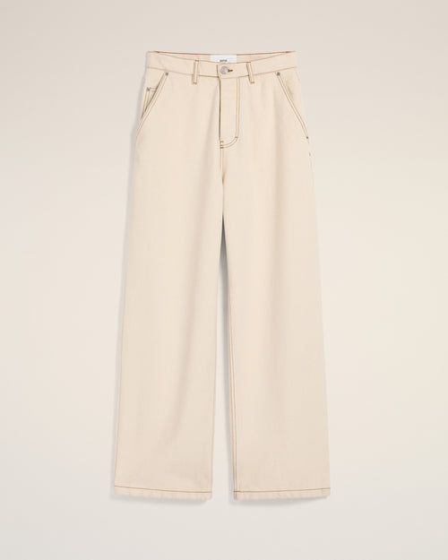 Beige Cotton Wide Fit Jeans - 2 - Ami Paris