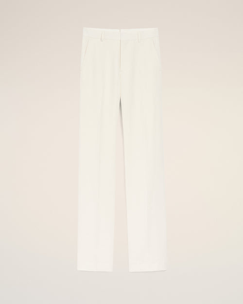White Blended Linen Straight Trousers - 1 - Ami Paris