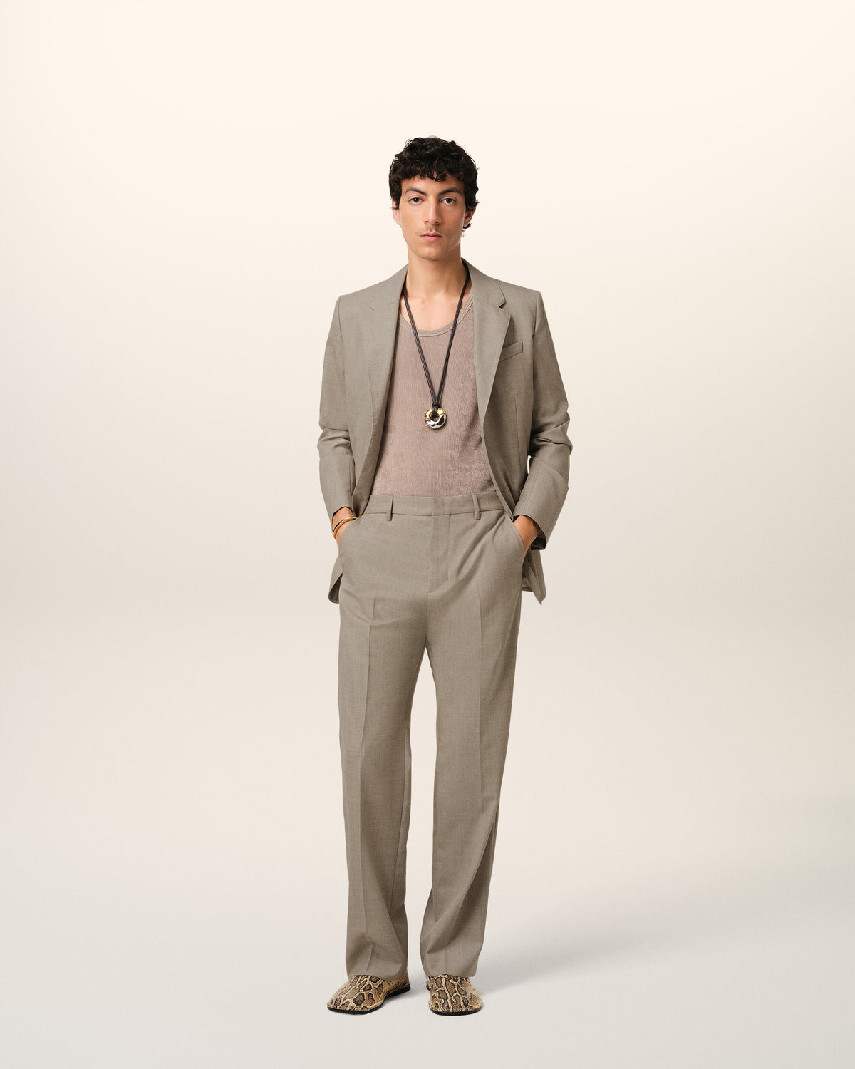 Pantalon Beige Droit En Laine - 2
