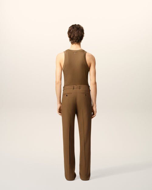 Brown Wool Straight Trousers - 4 - Ami Paris