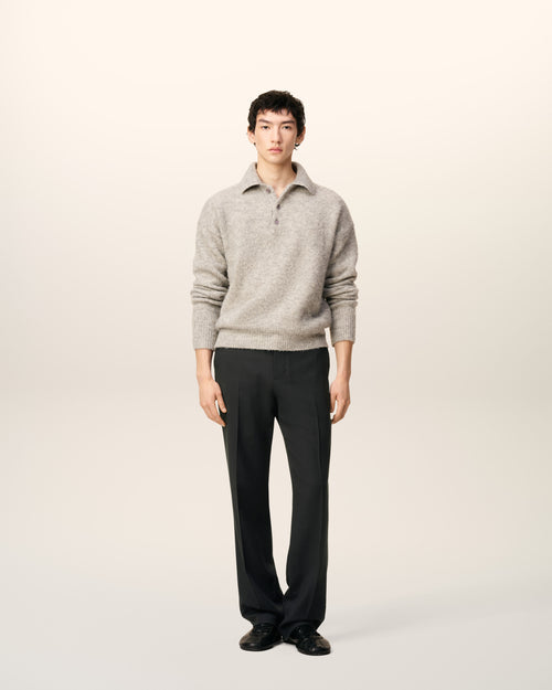 Black Wool Straight Trousers - 2 - Ami Paris