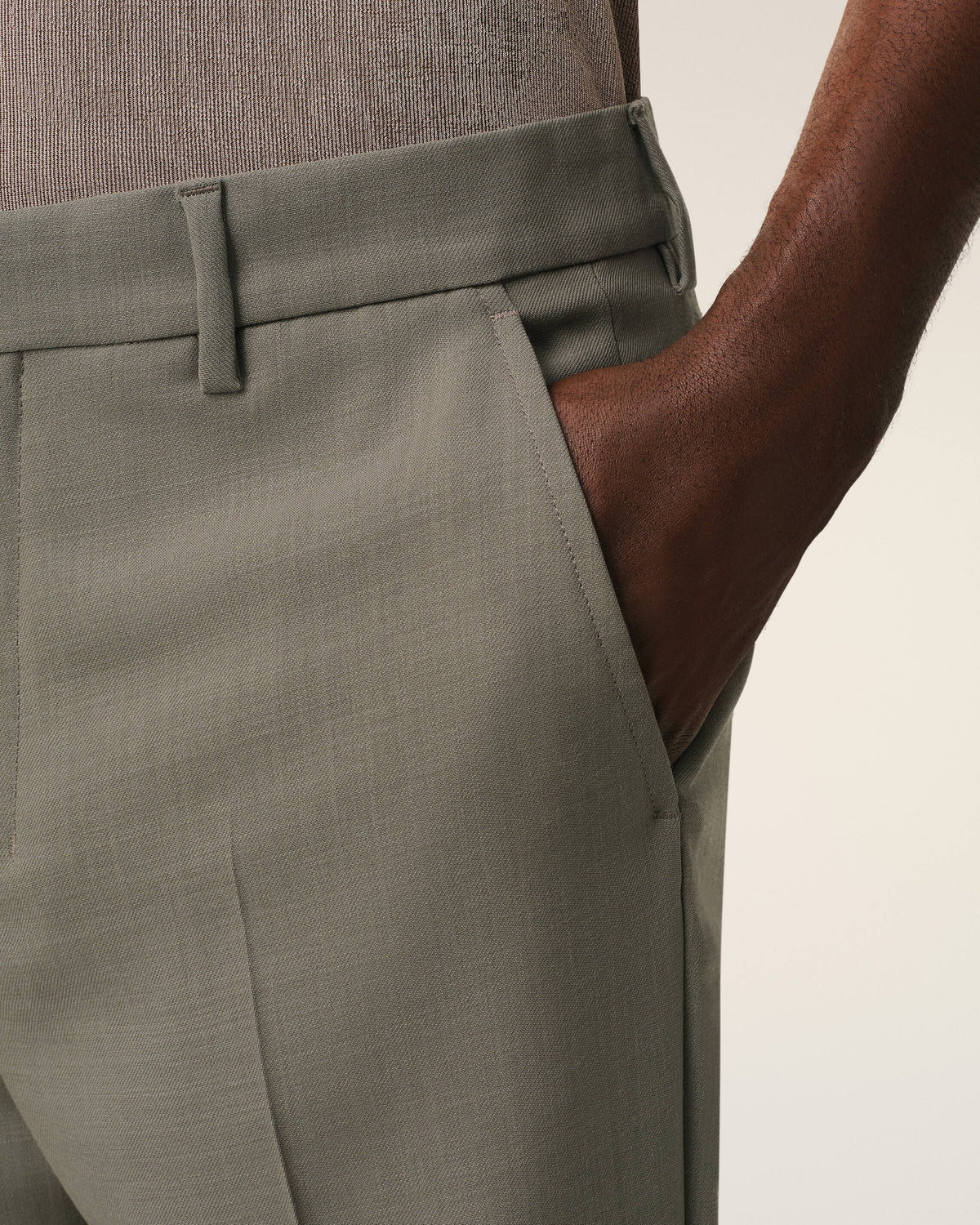 Pantalon Taupe Droit En Laine - 5