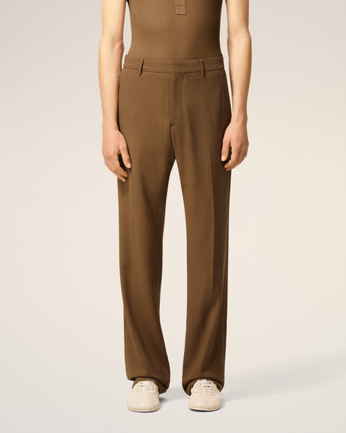 Brown Wool Straight Trousers - 3 - Ami Paris