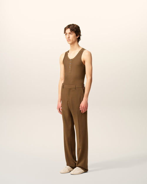 Brown Wool Straight Trousers - 6 - Ami Paris