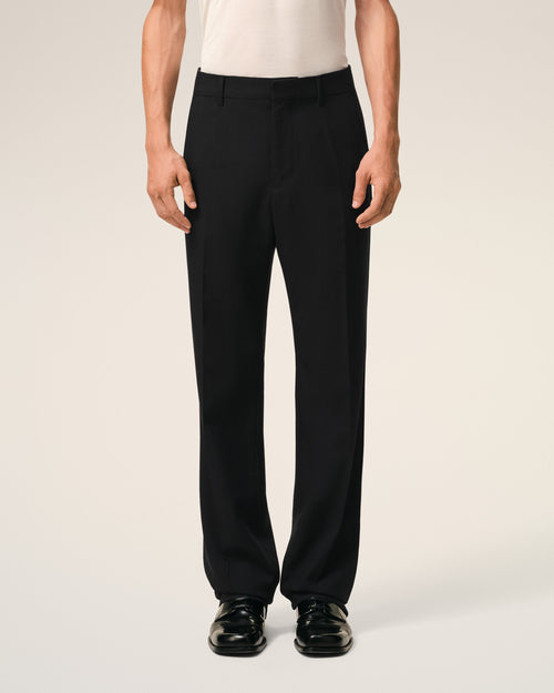 Pantalon Noir Droit en Laine - 1 - Ami Paris