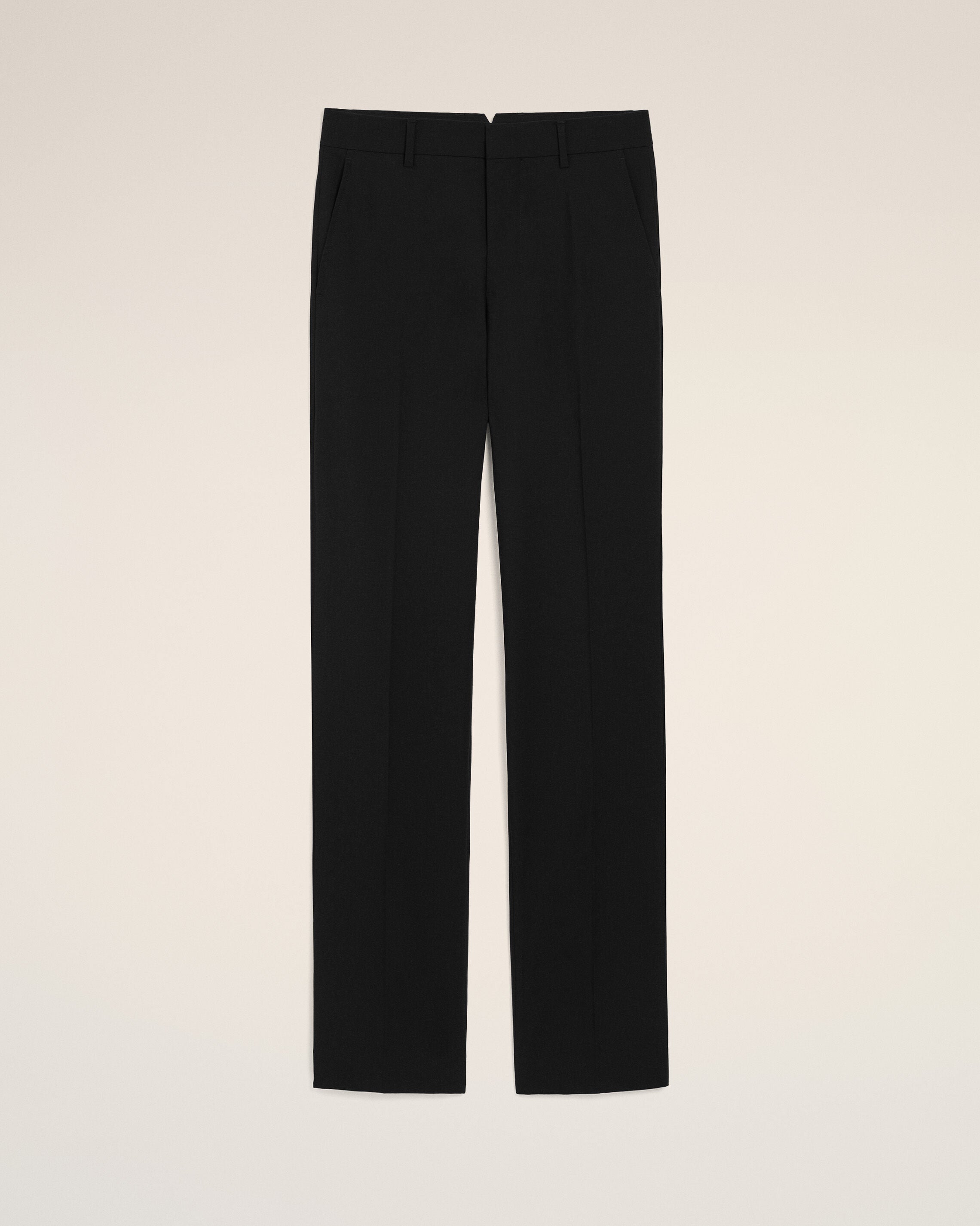 Black Wool Straight Trousers - 6