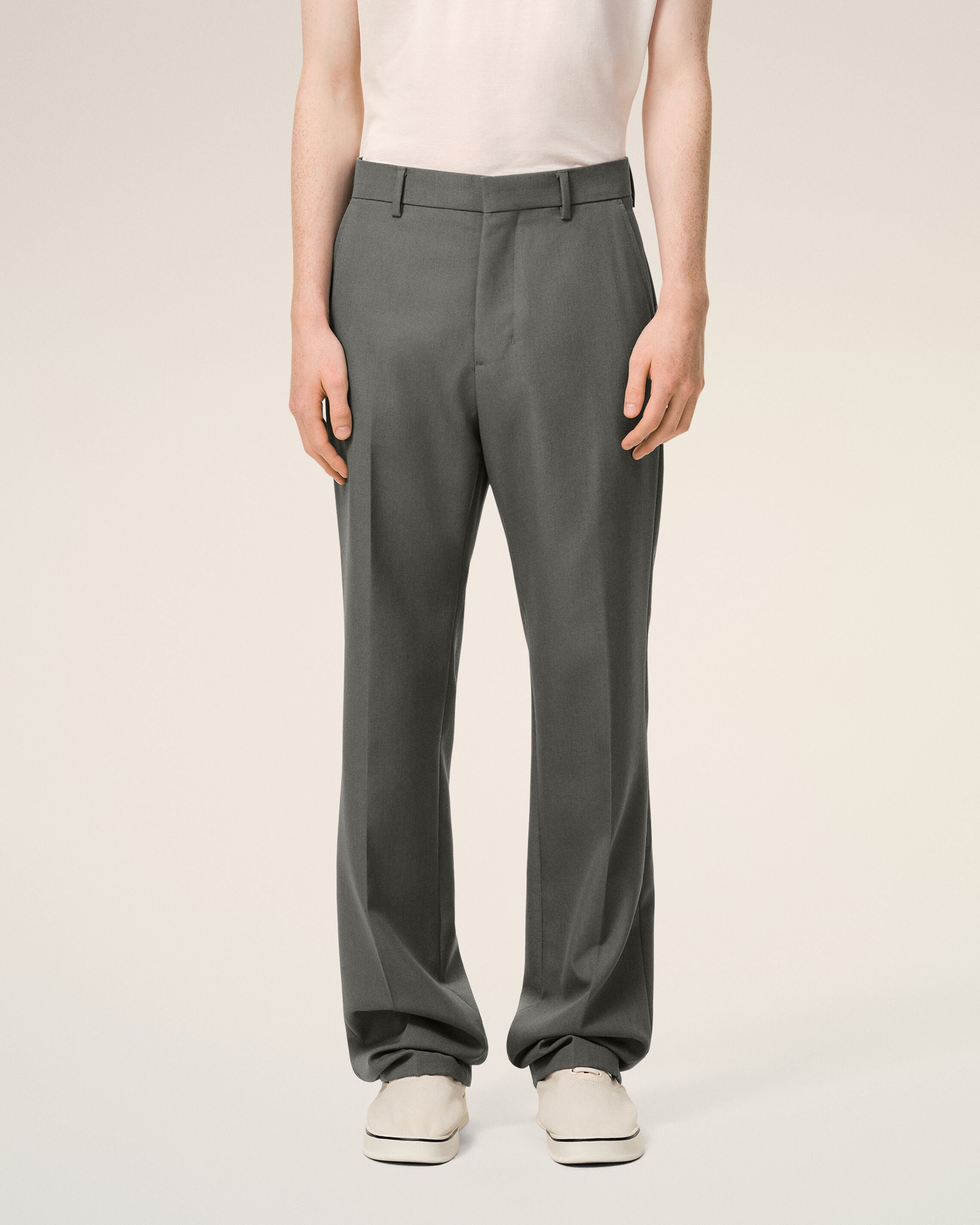 Pantalón recto de lana gris - 3