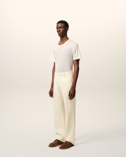 White Wool Straight Trousers - 6 - Ami Paris