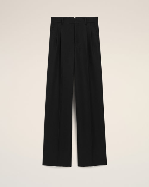Pantalon Noir Droit en Laine - 2 - Ami Paris