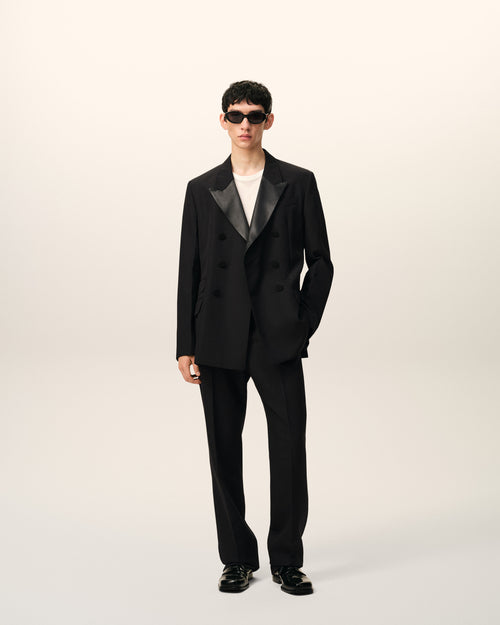 Black Wool Straight Trousers - 1 - Ami Paris