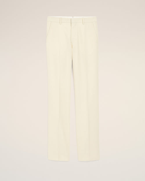 White Wool Straight Trousers - 1 - Ami Paris