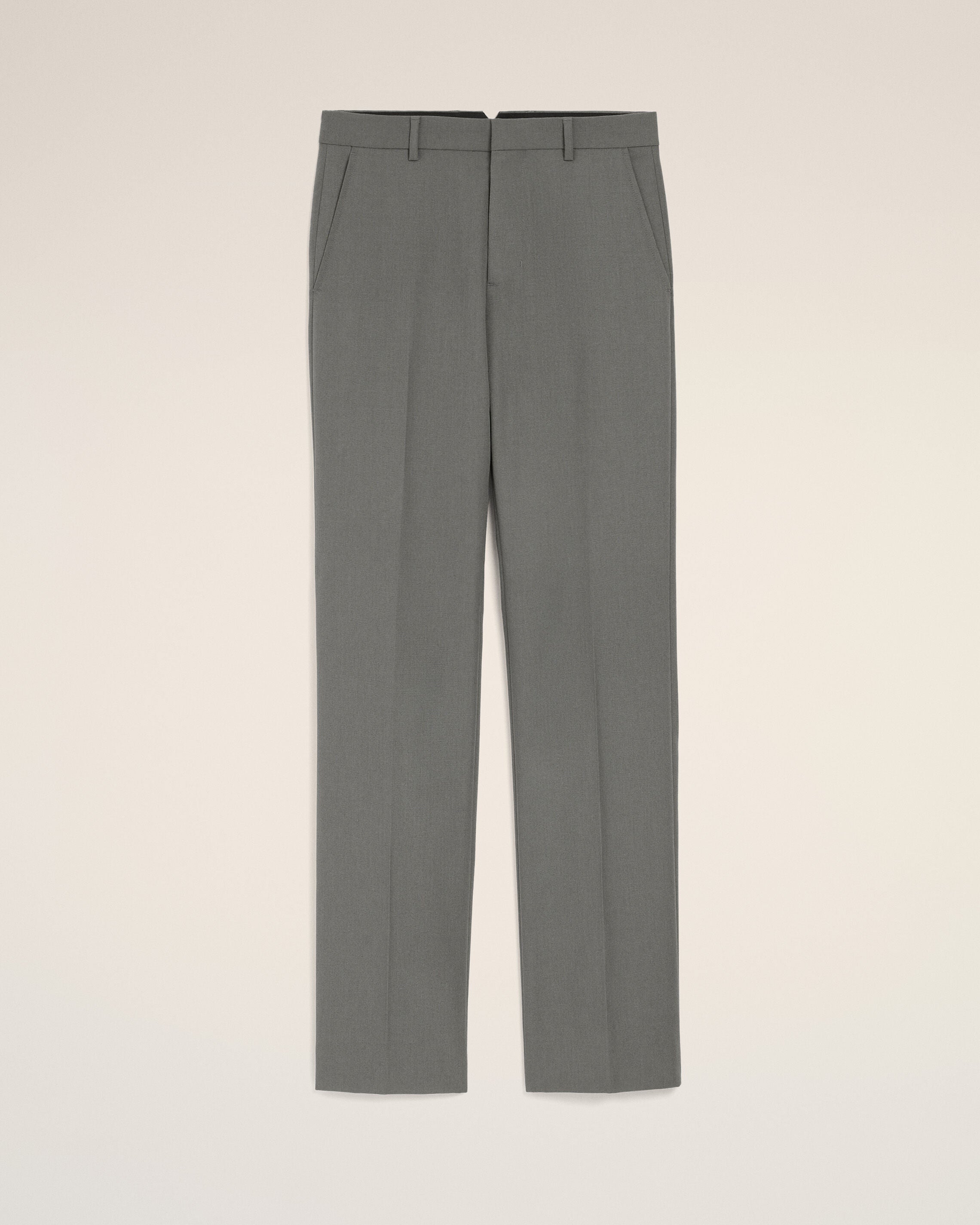 Pantalón recto de lana gris - 1