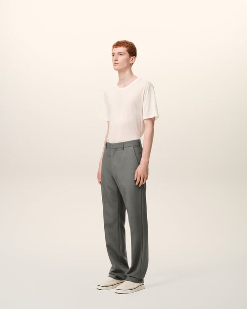 Grey Wool Straight Trousers - 6 - Ami Paris