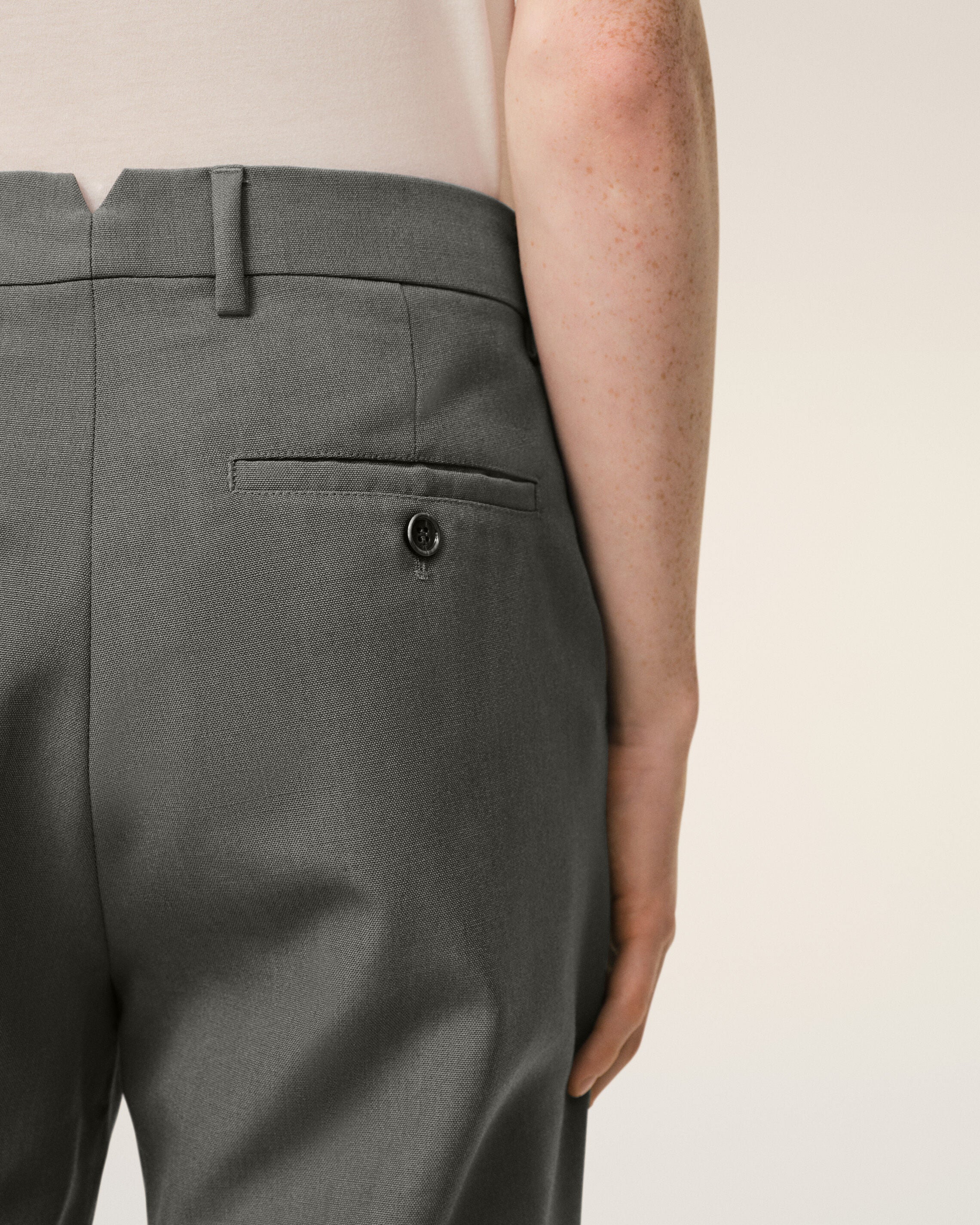 Pantalón recto de lana gris - 5