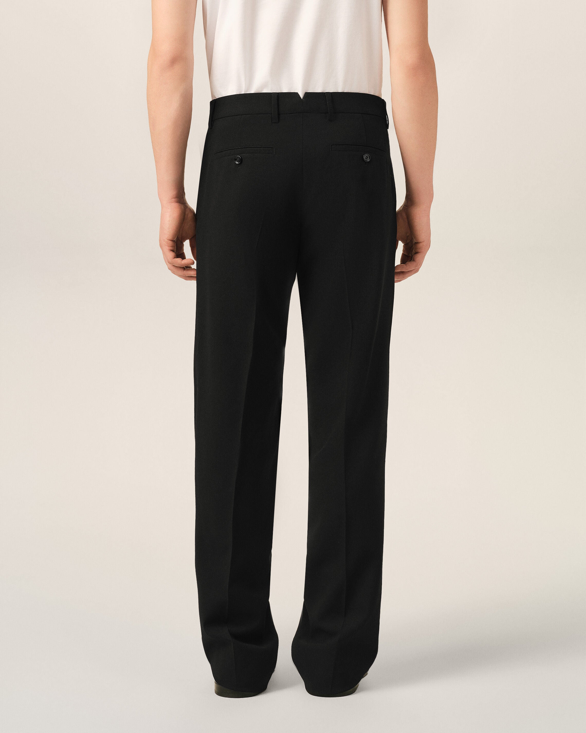 Black straight-fit wool trousers - 4