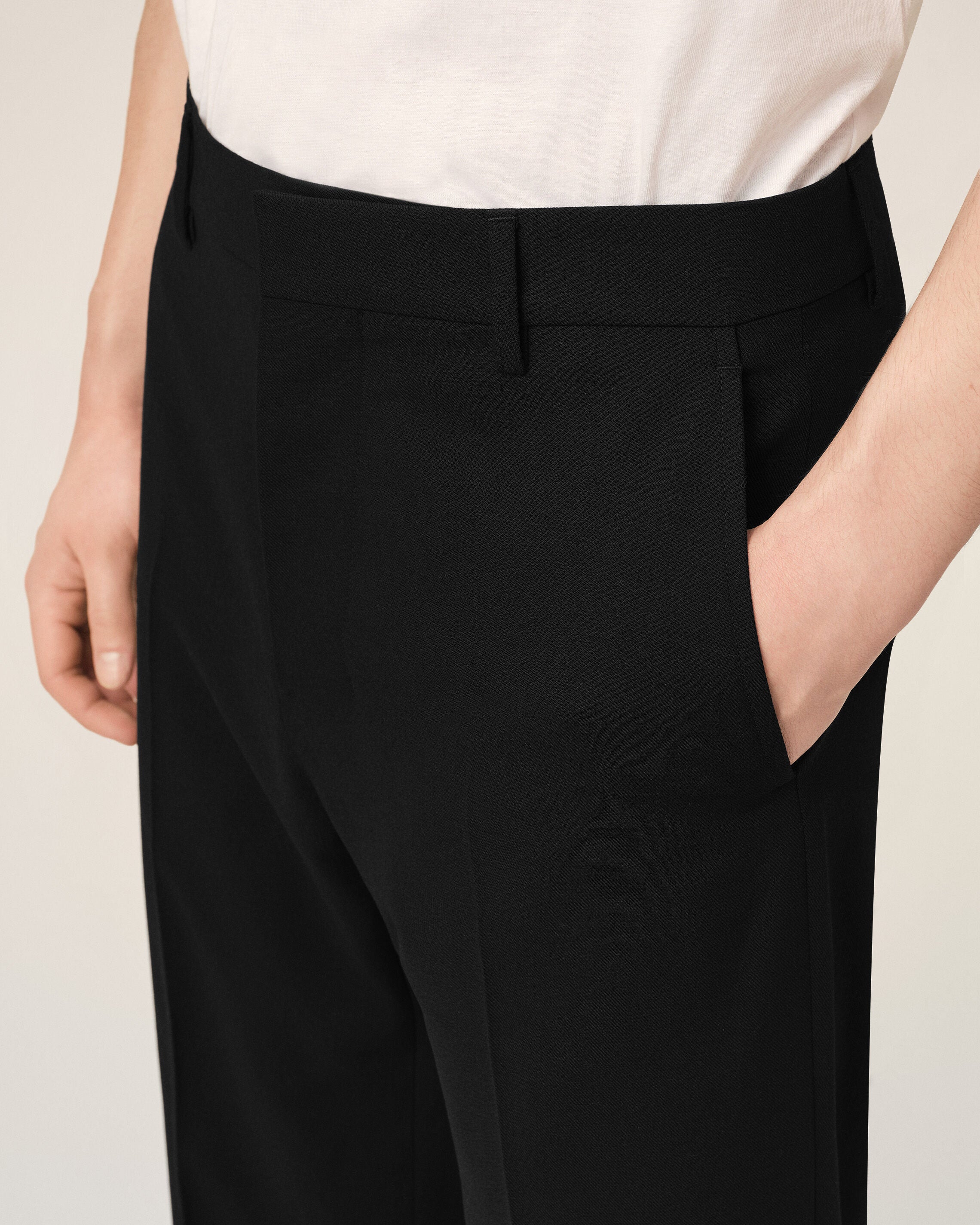 Black straight-fit wool trousers - 5