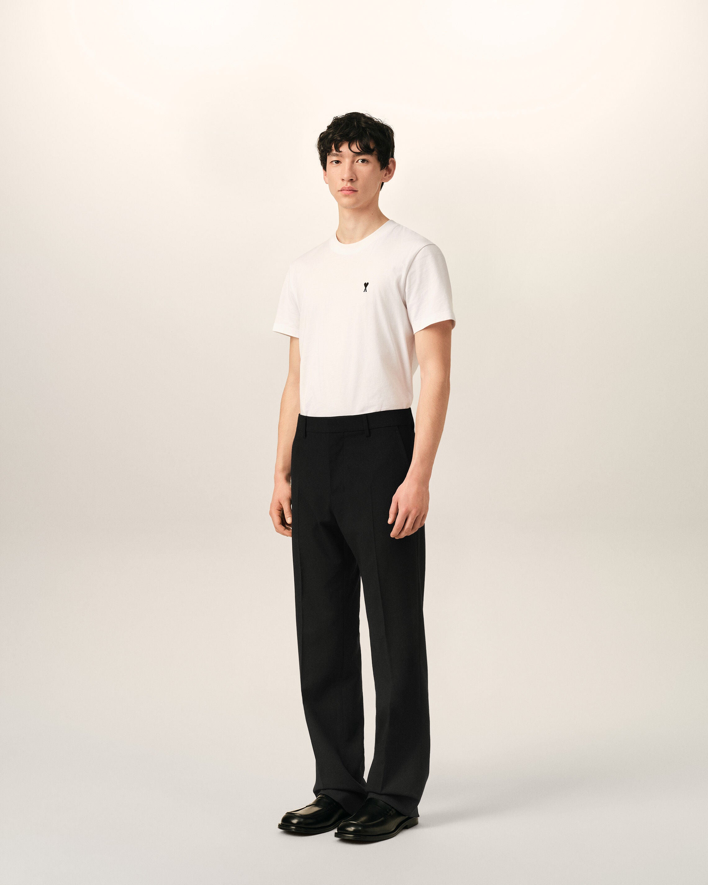 Black straight-fit wool trousers - 6