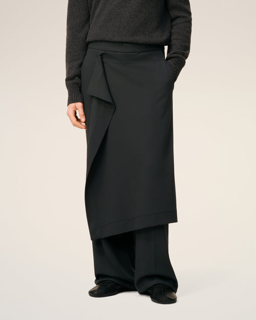 Black Wool Panel Large Trousers - 3 - Ami Paris