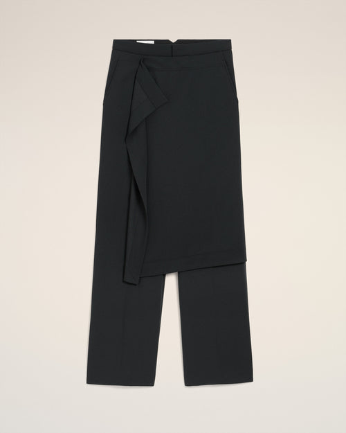 Black Wool Panel Large Trousers - 2 - Ami Paris