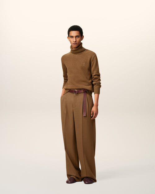 Brown Wool Tabs Wide Trousers - 1 - Ami Paris