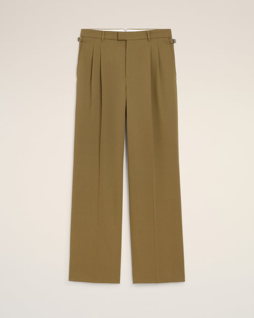 Green Wool Low Waist Wide Trousers - 2 - Ami Paris