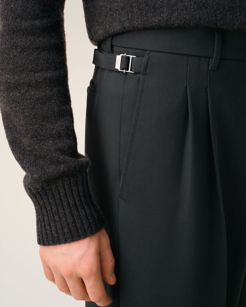Black Wool Low Waist Wide Trousers - 5 - Ami Paris