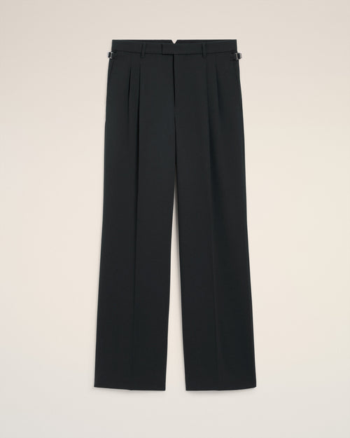 Black Wool Low Waist Wide Trousers - 2 - Ami Paris
