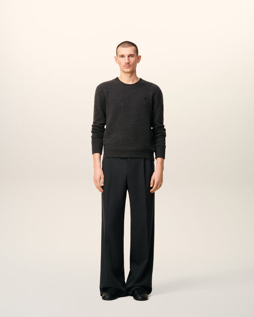 Black Wool Low Waist Wide Trousers - 2 - Ami Paris