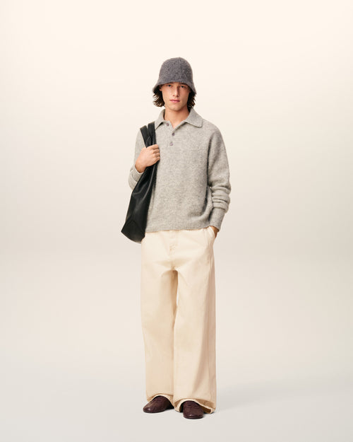 White Cotton Wide Fit Jeans  - 1 - Ami Paris