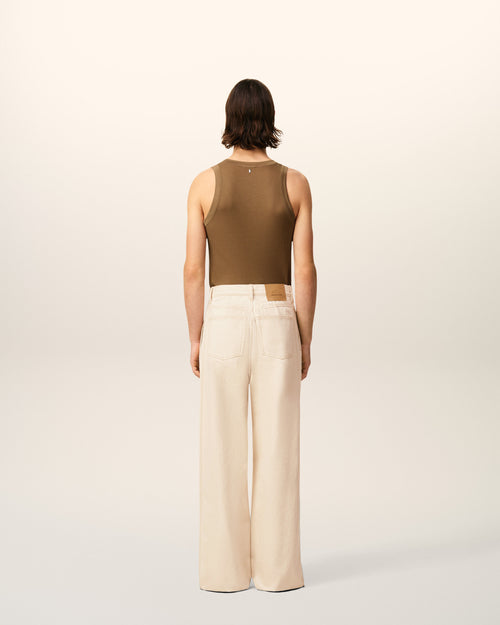 White Cotton Wide Fit Jeans  - 4 - Ami Paris