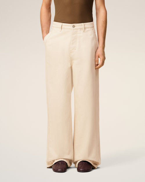 White Cotton Wide Fit Jeans  - 3 - Ami Paris