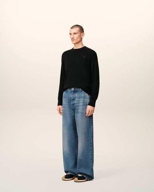 Blue Cotton Wide Fit Jeans - 6 - Ami Paris