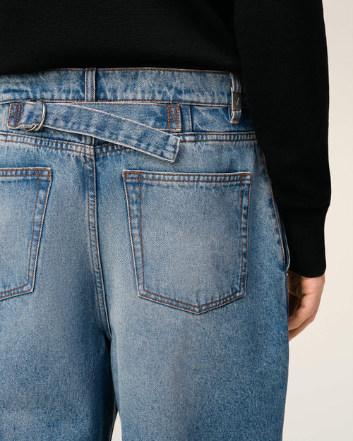 Blue Cotton Wide Fit Jeans - 5 - Ami Paris