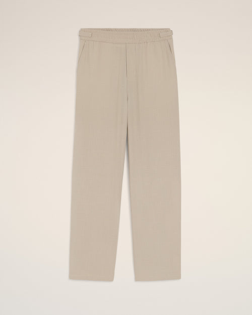 Beige Wool Elasticated Trousers - 2 - Ami Paris