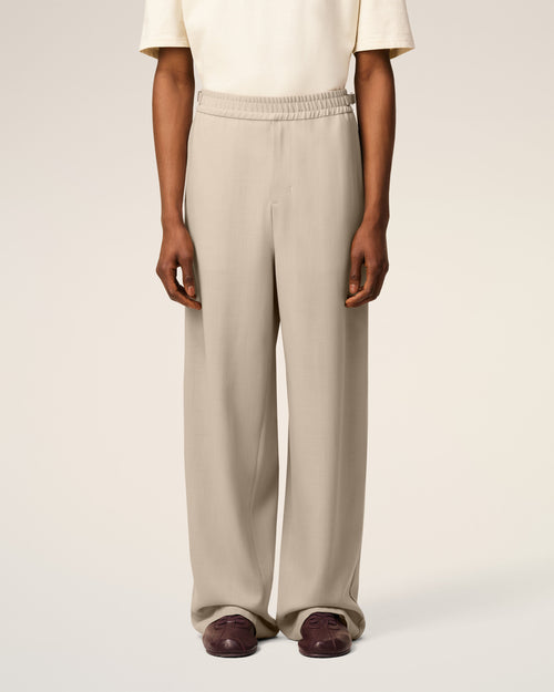 Beige Wool Elasticated Trousers - 3 - Ami Paris