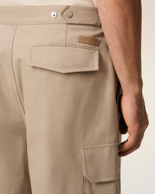 Beige Cotton Gabardine Cargo Trousers - 5 - Ami Paris