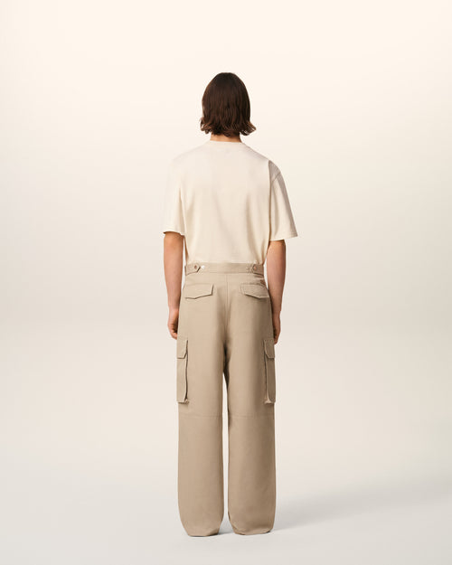 Beige Cotton Gabardine Cargo Trousers - 4 - Ami Paris