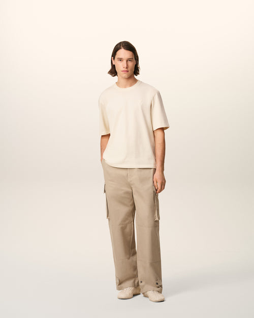 Beige Cotton Gabardine Cargo Trousers - 1 - Ami Paris