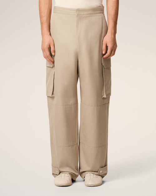Beige Cotton Gabardine Cargo Trousers - 3 - Ami Paris