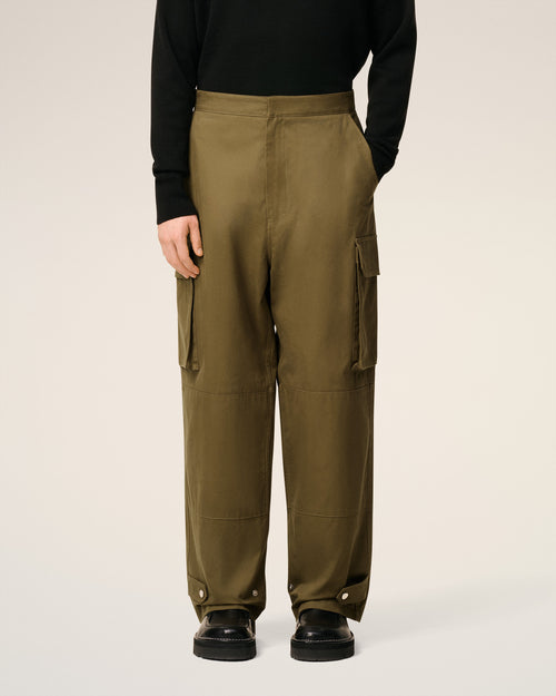 Pantaloni cargo in cotone verde - 3 - Ami Paris