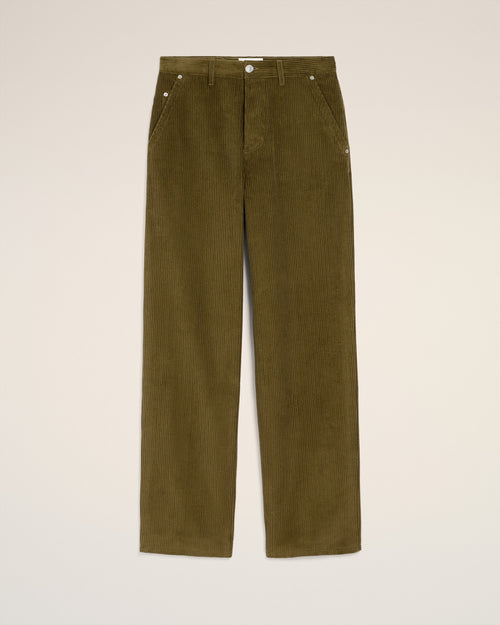 Green Cotton Corduroy Large Fit Trousers - 2 - Ami Paris