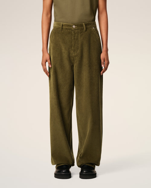 Green Cotton Corduroy Large Fit Trousers - 3 - Ami Paris
