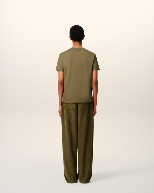 Pantalon Vert Coupe Large Velours En Coton - 4 - Ami Paris