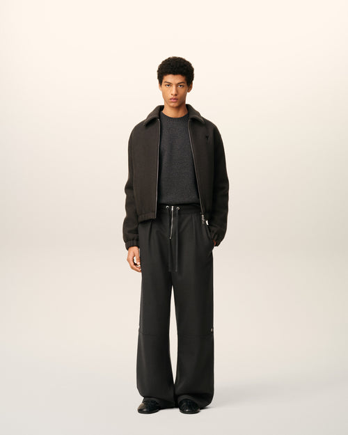 Pantalón con cremallera de lana negra - 1 - Ami Paris