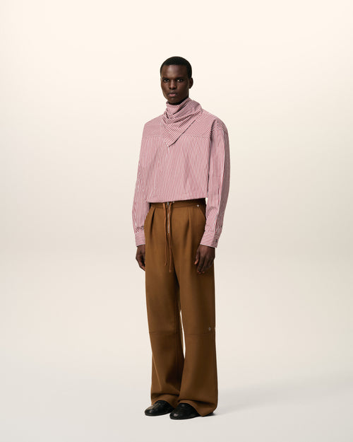Brown Wool Zipped Trousers - 6 - Ami Paris