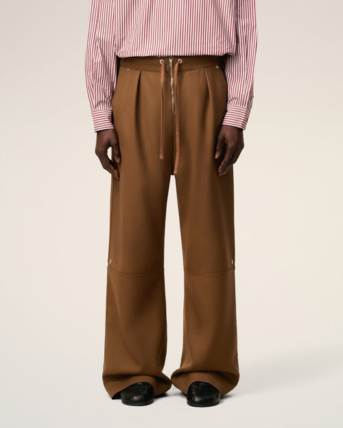 Brown Wool Zipped Trousers - 3 - Ami Paris