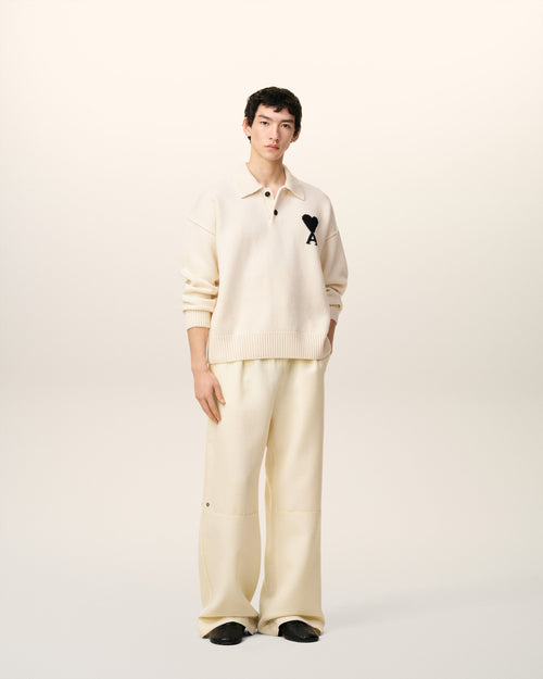 White Wool Zipped Trousers - 1 - Ami Paris