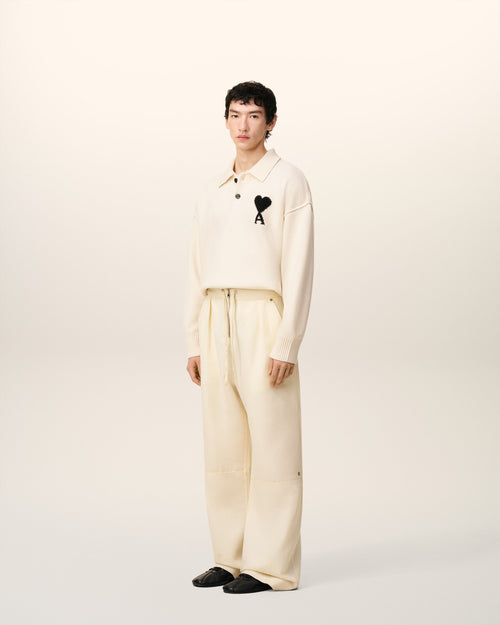White Wool Zipped Trousers - 6 - Ami Paris